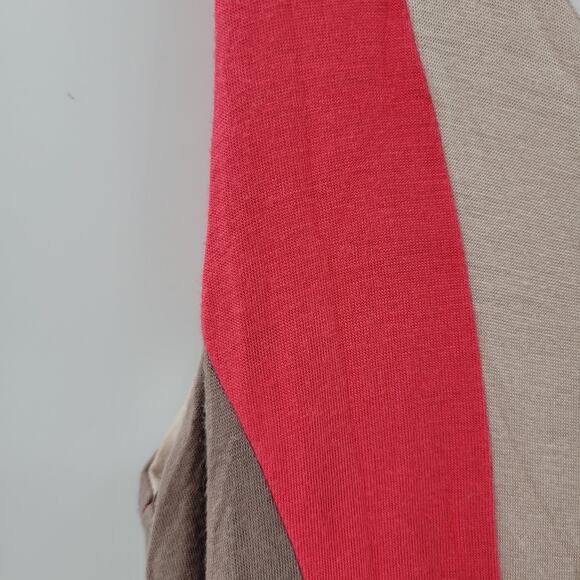 Monteau Maxi Tank Dress Womens M Beige Red Tan Color Block V Neck Sleeveless - Picture 9 of 12